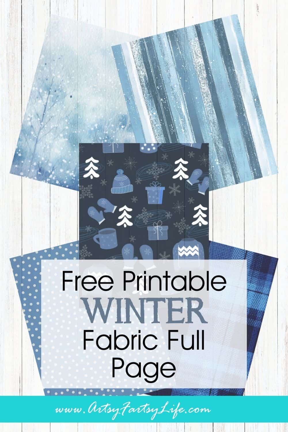 faux fabric winter backgrounds - free cozy blue printable papers